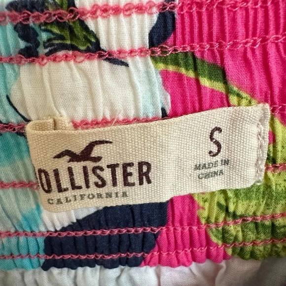 Hollister Y2K size small pink floral mini skirt summer cute elastic waist lined - Picture 2 of 4